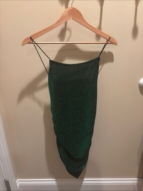 SHEIN Emerald Green Sparkle Midi Slip Dress